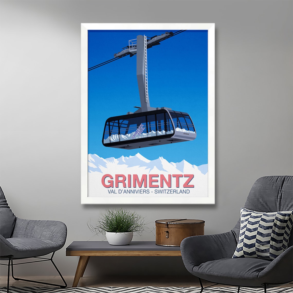Grimentz Ski Resort Poster, Ski Travel Poster - Image 2