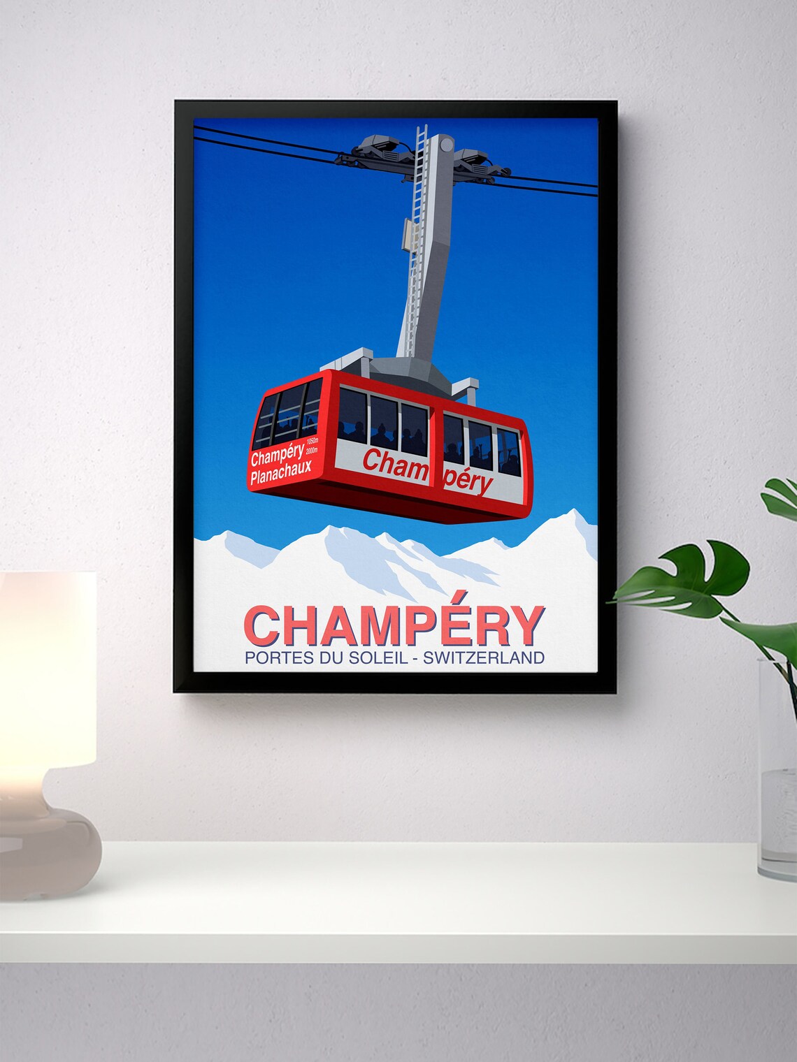 Champery Ski Resort Travel Poster, Ski Print - Image 4