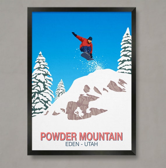 Powder Mountain Snowboard Poster Ski Resort Poster Ski Print Snowboard Poster Ski Gifts Ski Poster