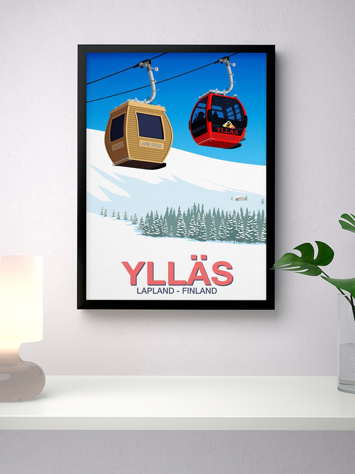 Yllas Ski Resort Travel Poster, Ski Resort Art Print - Image 4