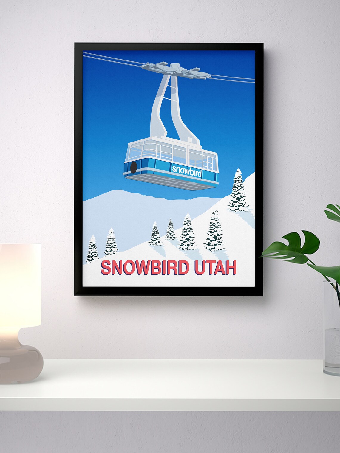 Snowbird Utah Blue Aerial Tram Cable Car Ski Resort Travel Poster - Image 4