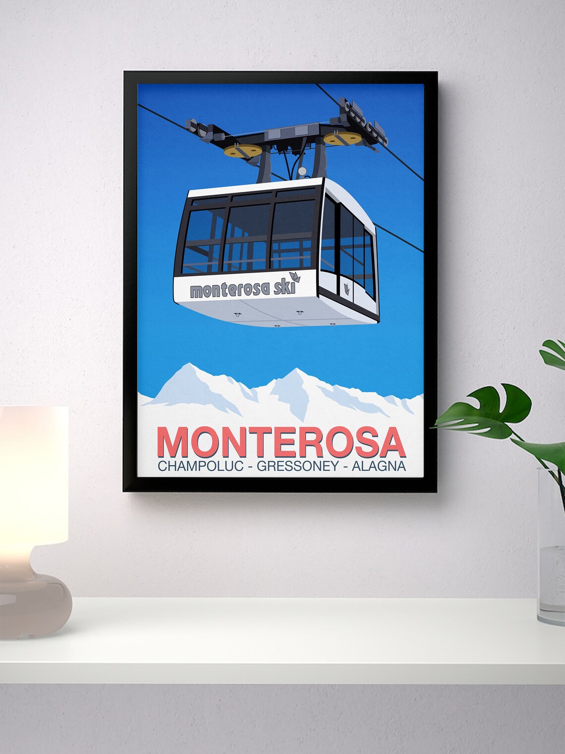 Monterosa Ski Champoluc Gressoney Alagna Gondola Italy Art Poster - Image 4