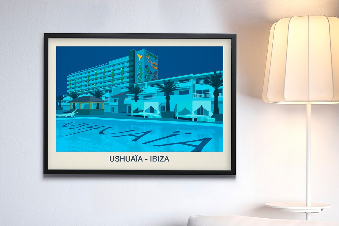 Ushuaia Ibiza Poster with Hotel Pool and The Ushuaia Tower at Night - Image 3