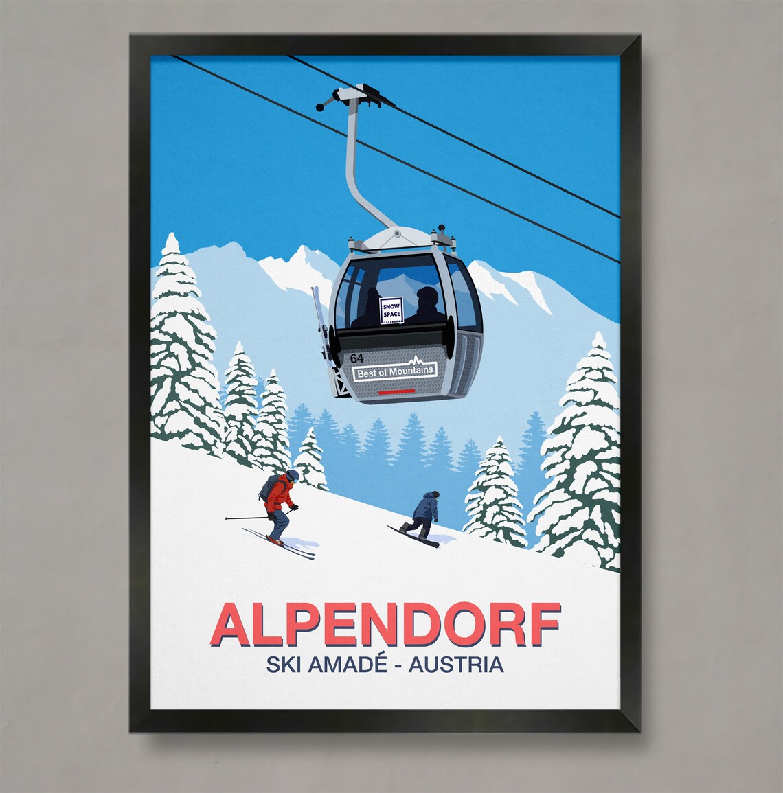 Alpendorf Ski Resort Travel Poster, Ski Resort Art Print