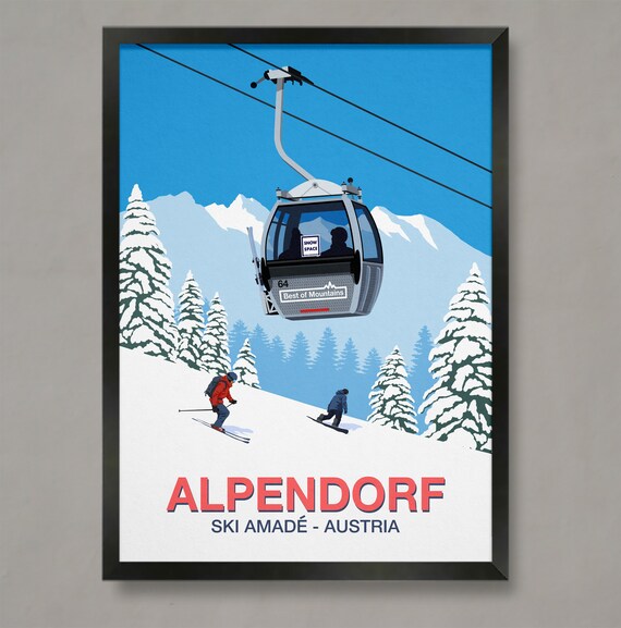 Alpendorf Ski Resort Travel Poster, Ski Resort Art Print