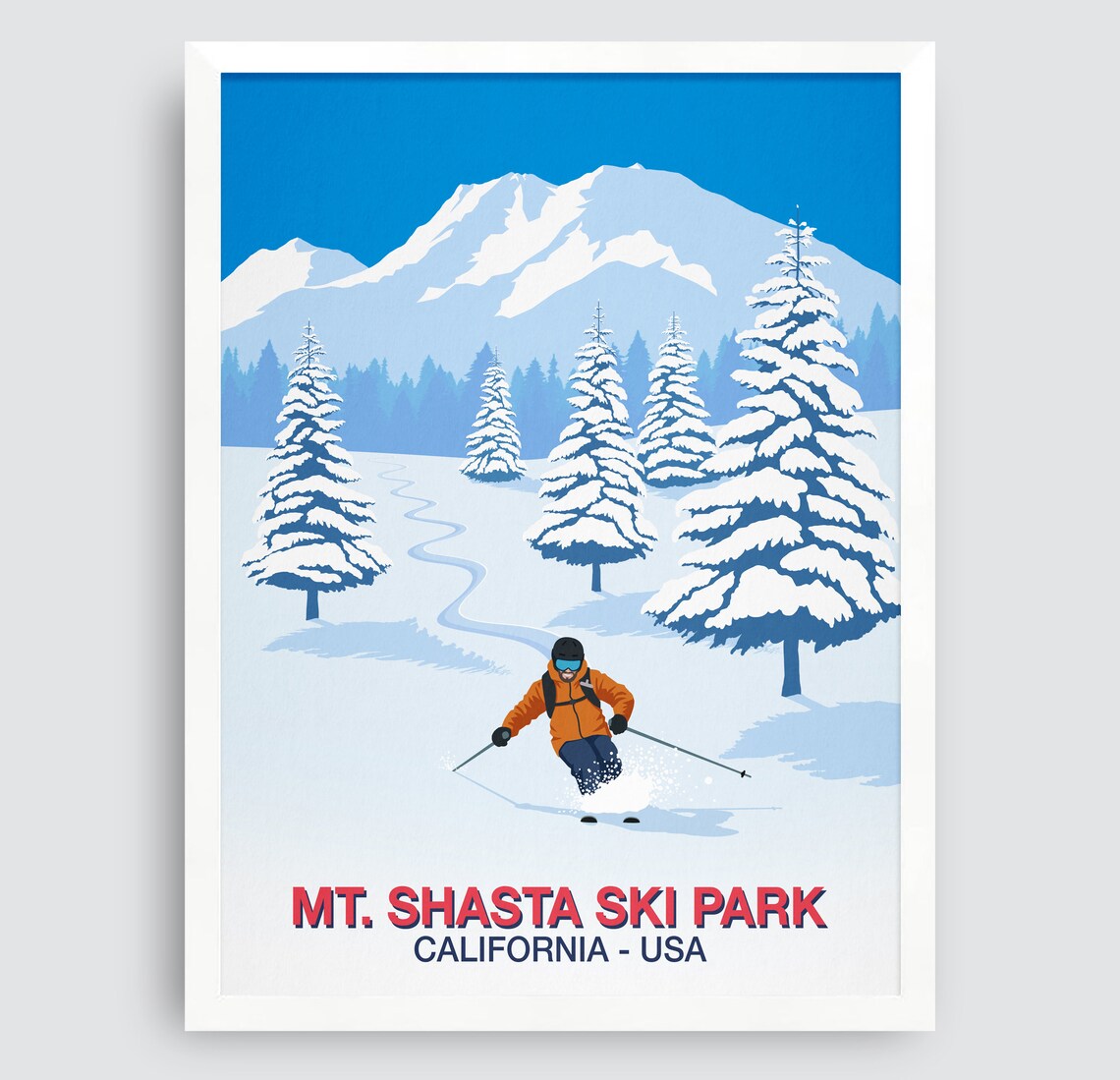 Mt Shasta Ski Park California Powder Skiing Resort Travel Poster - Image 4
