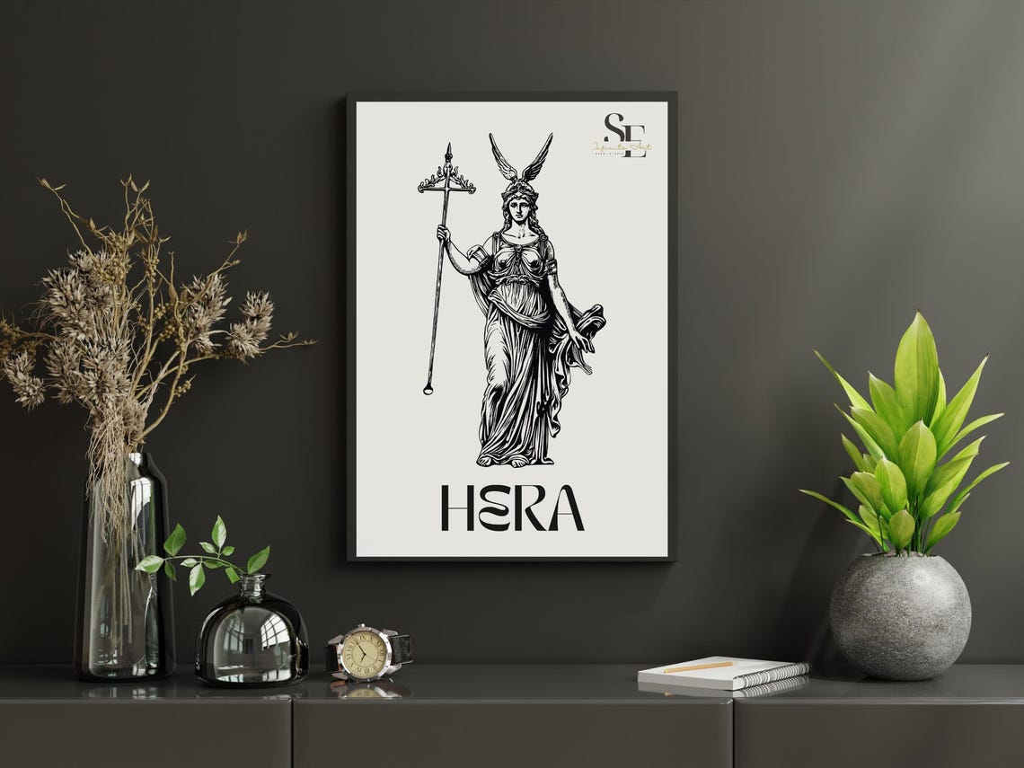 Hera Goddess Wall Art Print Of Marriage Women Birth Family And Motherhood Minimalist Poster