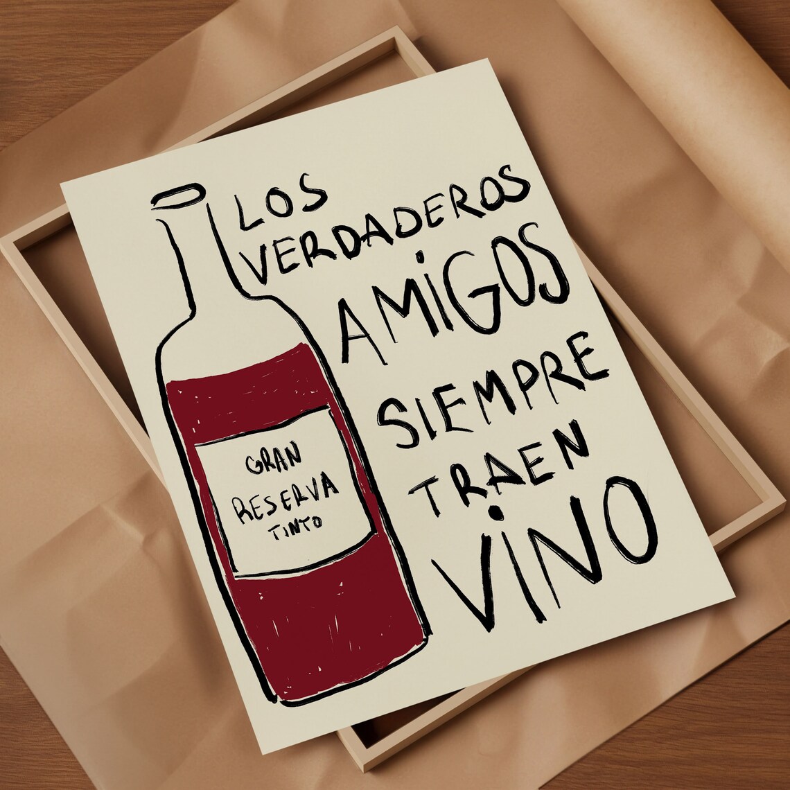 Real Friends Bring Wine, Mid-Century Art Print - Image 2