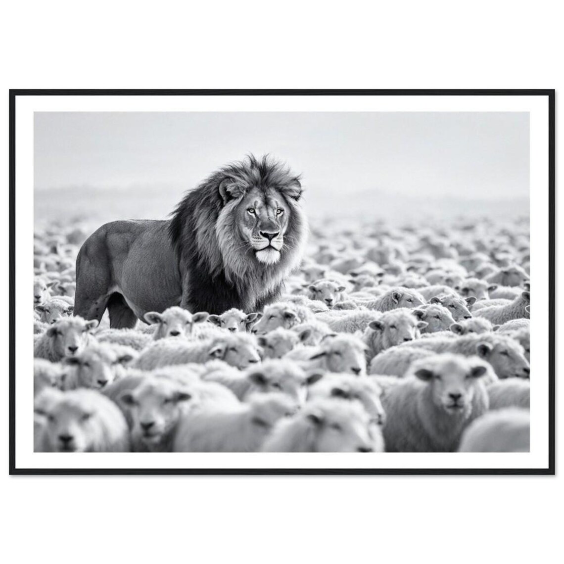 Fine Art Lion Among Sheep Wall Art Print
