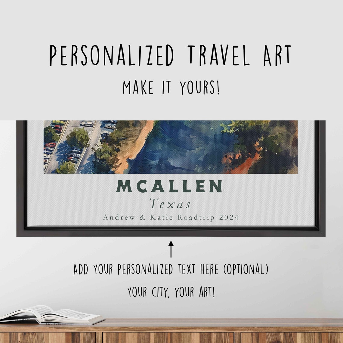 McAllen Texas Aerial Downtown River View Sunny Day Travel Poster - Image 4