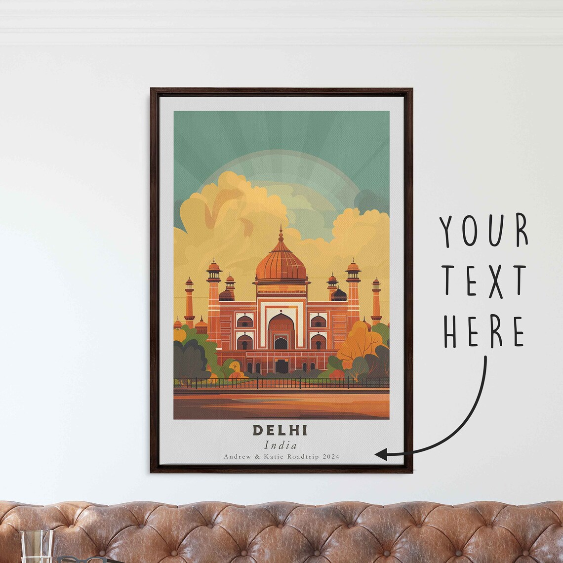 Delhi India Mughal Monument Domes Minarets Golden Sunset Travel Poster - Image 3