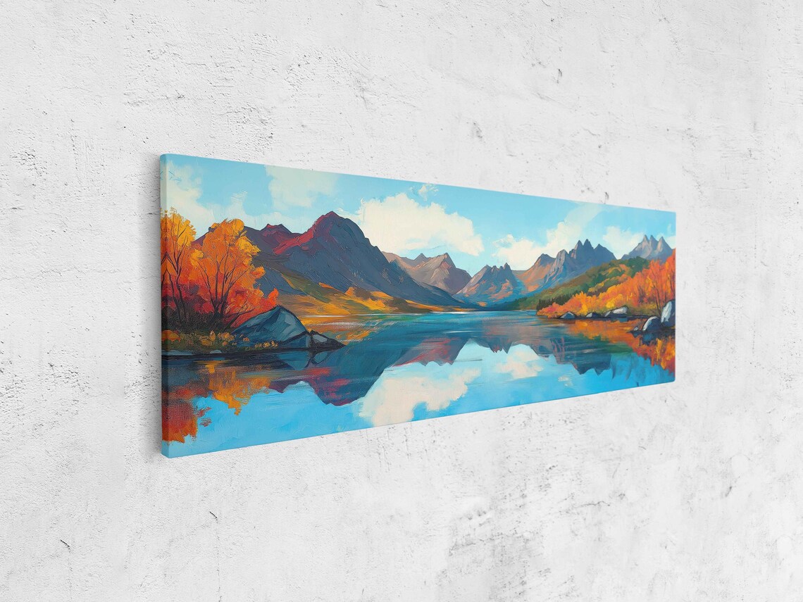 Mountain Range Overlooking Crystal Clear Lake, Art Print - Image 4