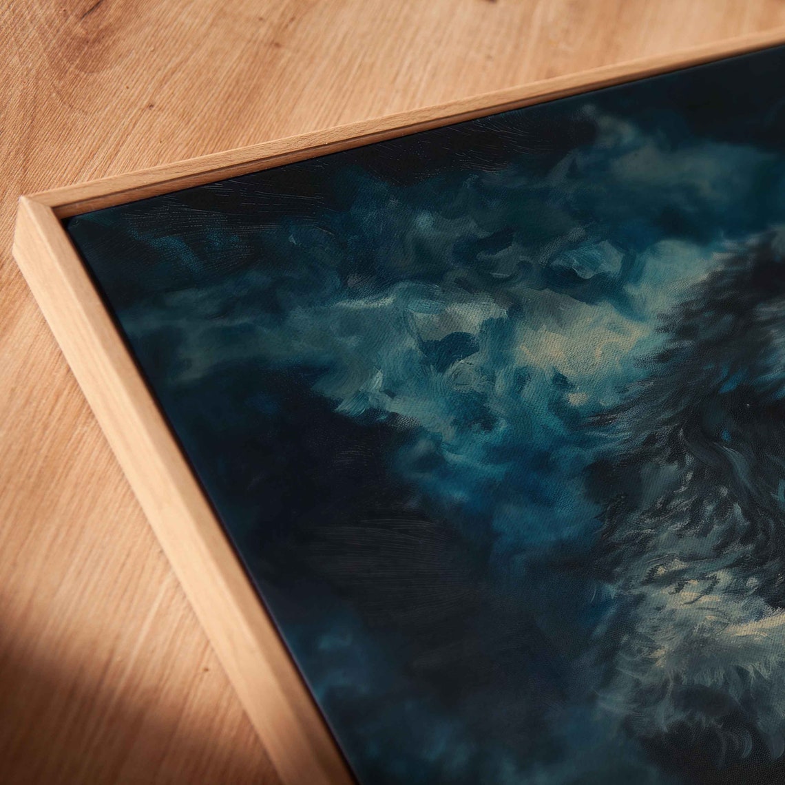 Mystical Wolf Playing Violin Under Full Moon Night Sky Poster - Image 2