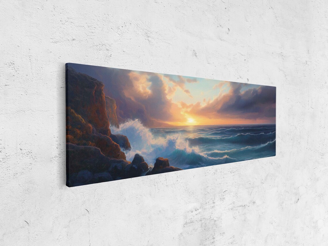 Dramatic Cliffside Ocean View Art Print, Sunset - Image 4