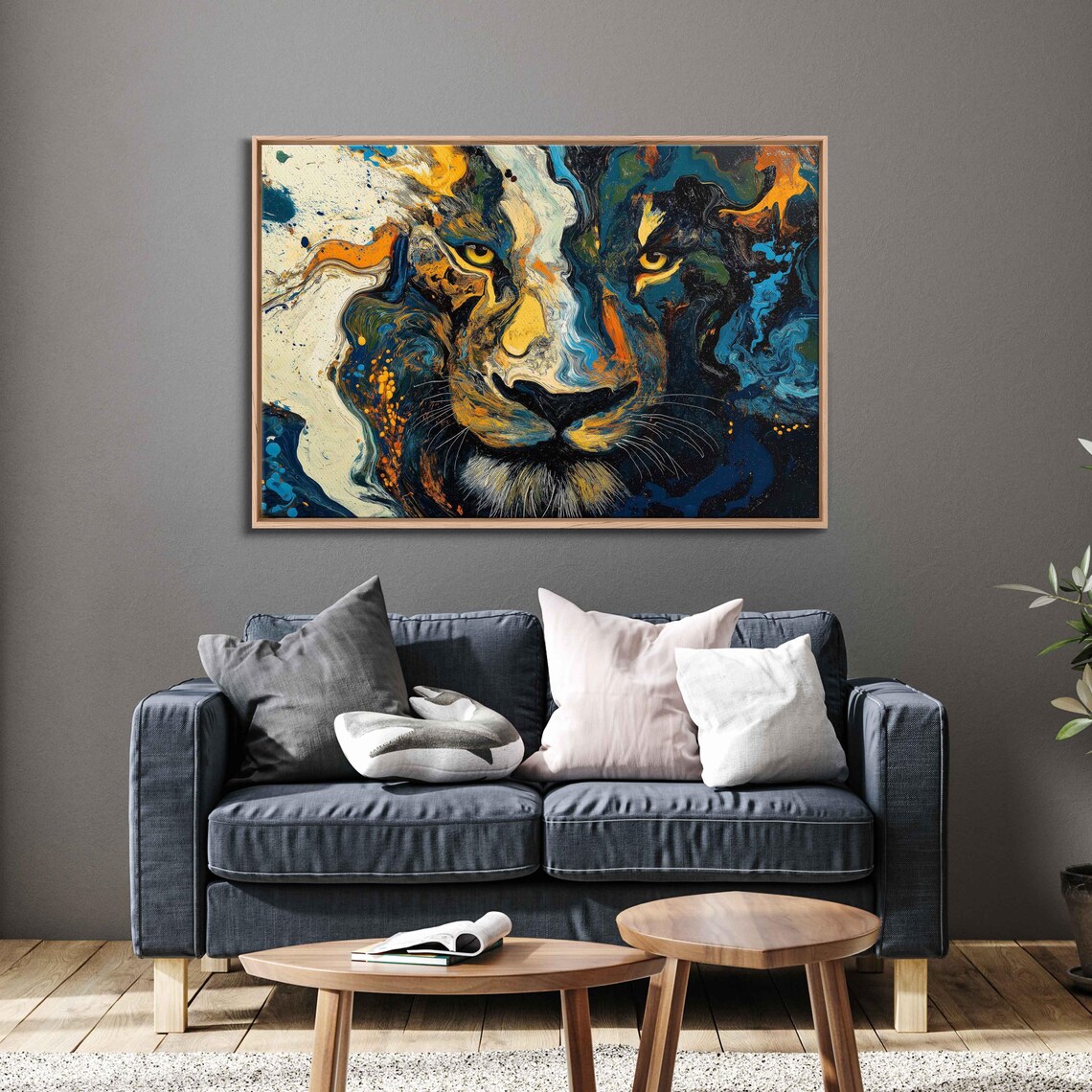 Abstract Lion Face, Van Gogh Inspired Swirling Patterns