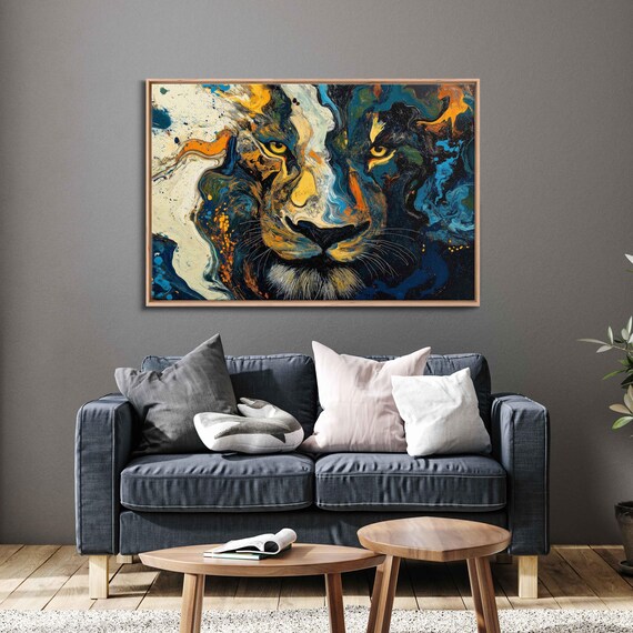 Abstract Lion Face, Van Gogh Inspired Swirling Patterns