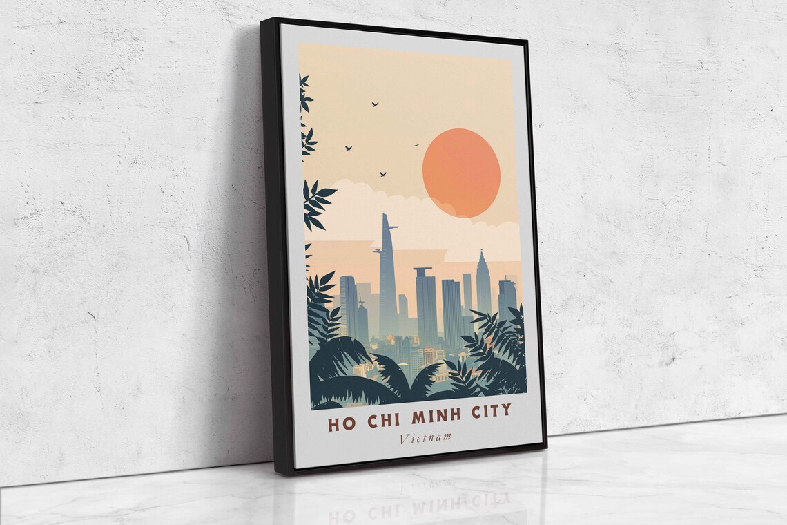Ho Chi Minh City Vietnam Skyline Palms Sunset Minimalist Travel Poster - Image 2