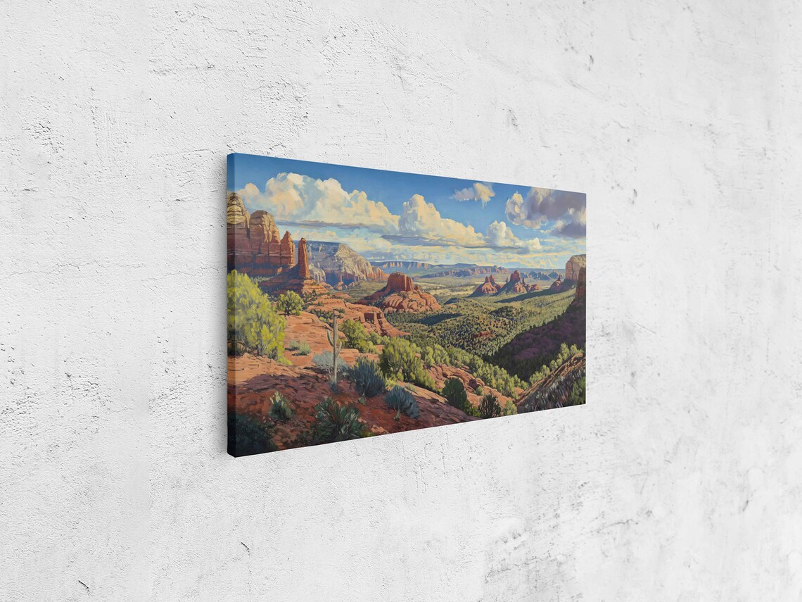 Sedona Arizona Red Rock Valley Cactus Desert Landscape Painting Poster - Image 4