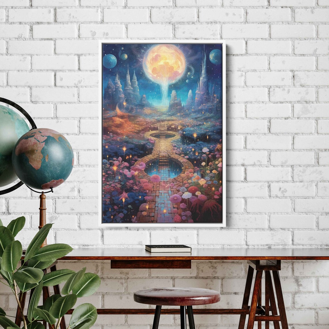 Surreal Moonlit Celestial Path, Abstract Art Print - Image 2