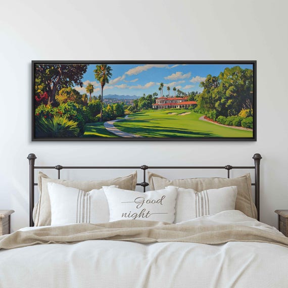 Riviera Country Club Golf Course Acrylic Wall Art Print Lush Fairways Gift For Golfer Golfing Green Palm Trees Ready To Hang