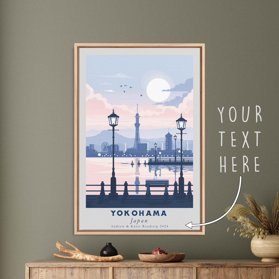 Yokohama Japan Marine Tower Waterfront Promenade Sunset Travel Poster - Image 3