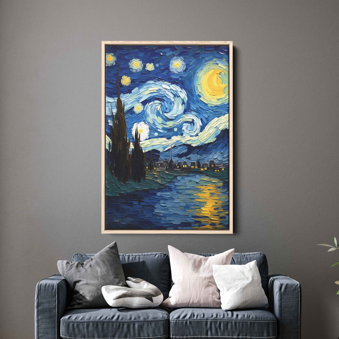 Van Gogh Inspired Starry Night Painting Framed Print Ready To Hang - Image 3