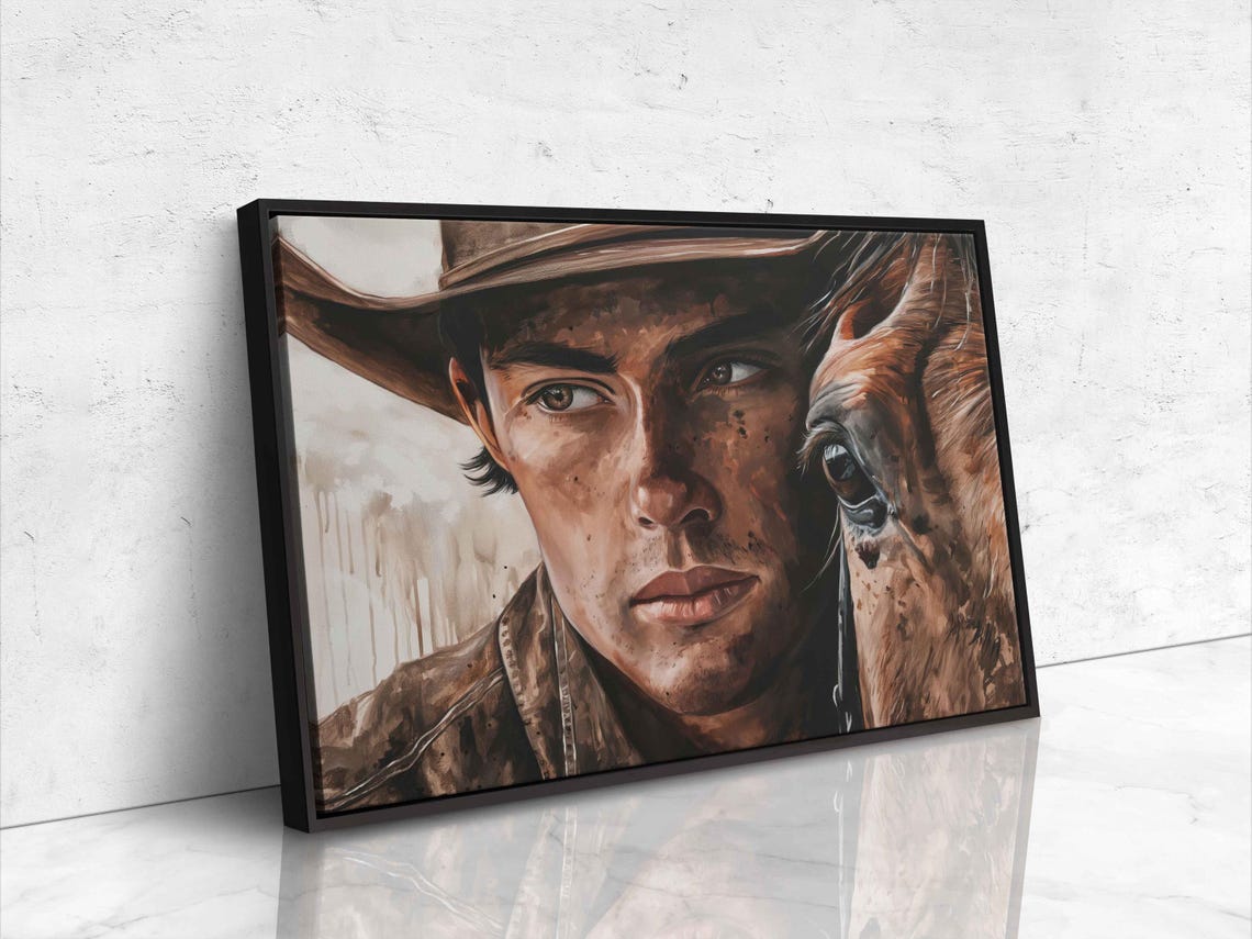 Young Cowboy And Horse Intimate Portrait Western Wall Poster - Image 4