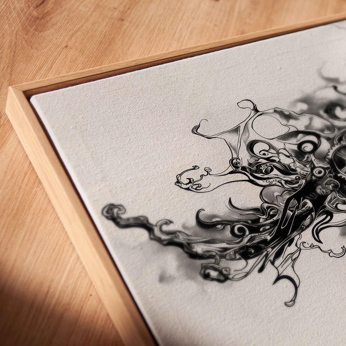 Skull Dissolving Into Clock Gears Smoke Steampunk Ink Halloween Poster - Image 2