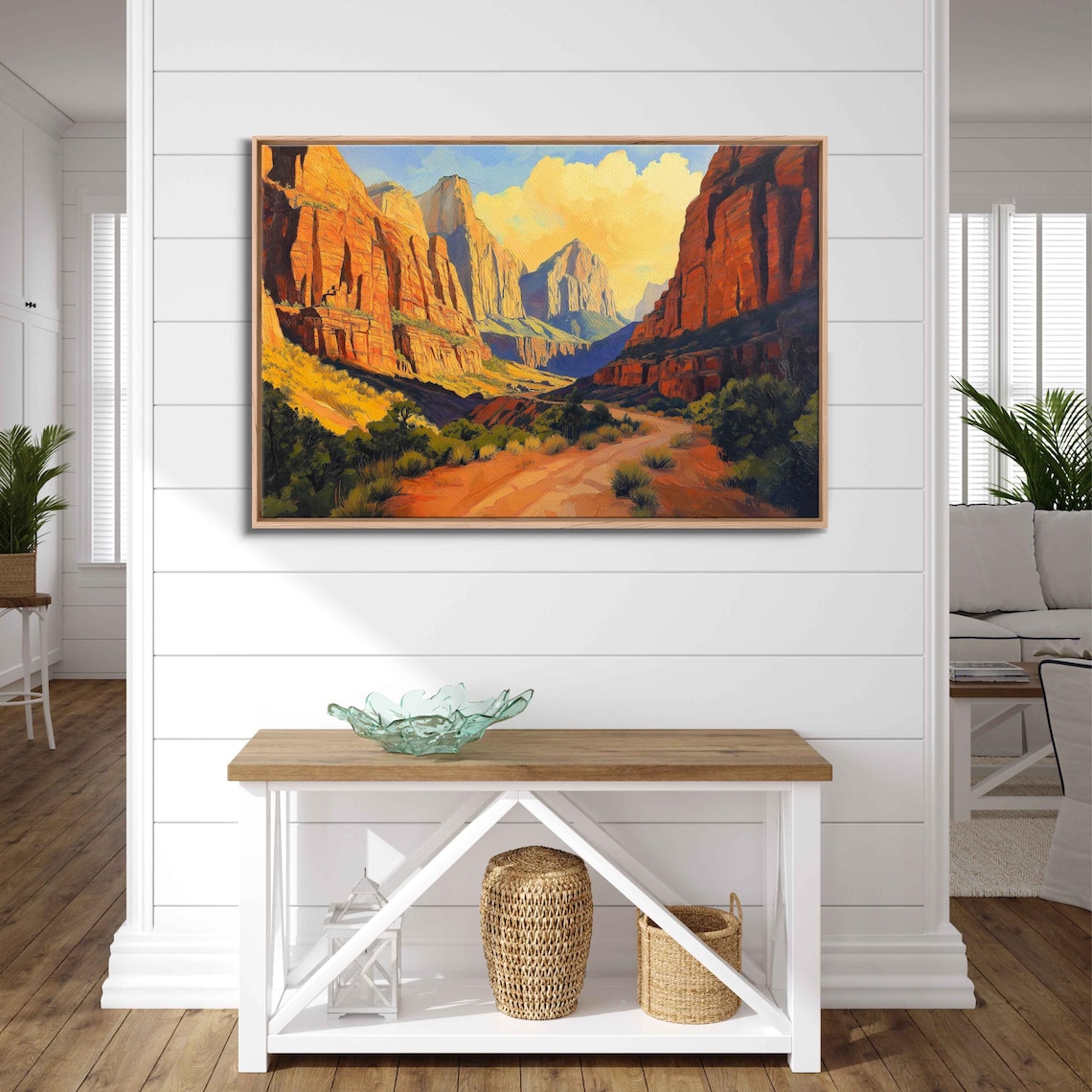 Zion Canyon Sunrise Red Rock Cliffs Desert Valley Scenic Poster - Image 3