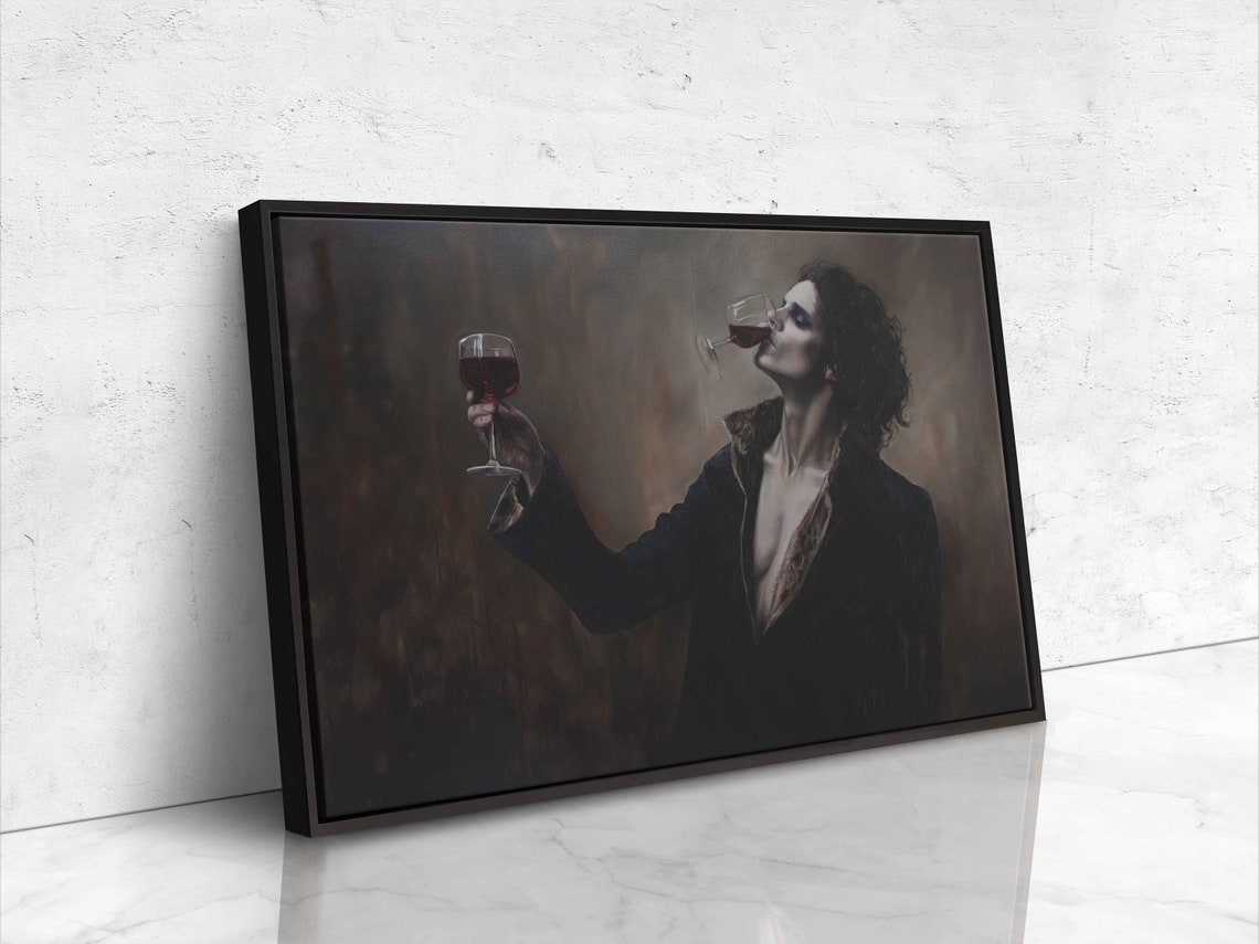 Vampire Sipping Red Wine Dark Gothic Portrait Spooky Halloween Print - Image 4