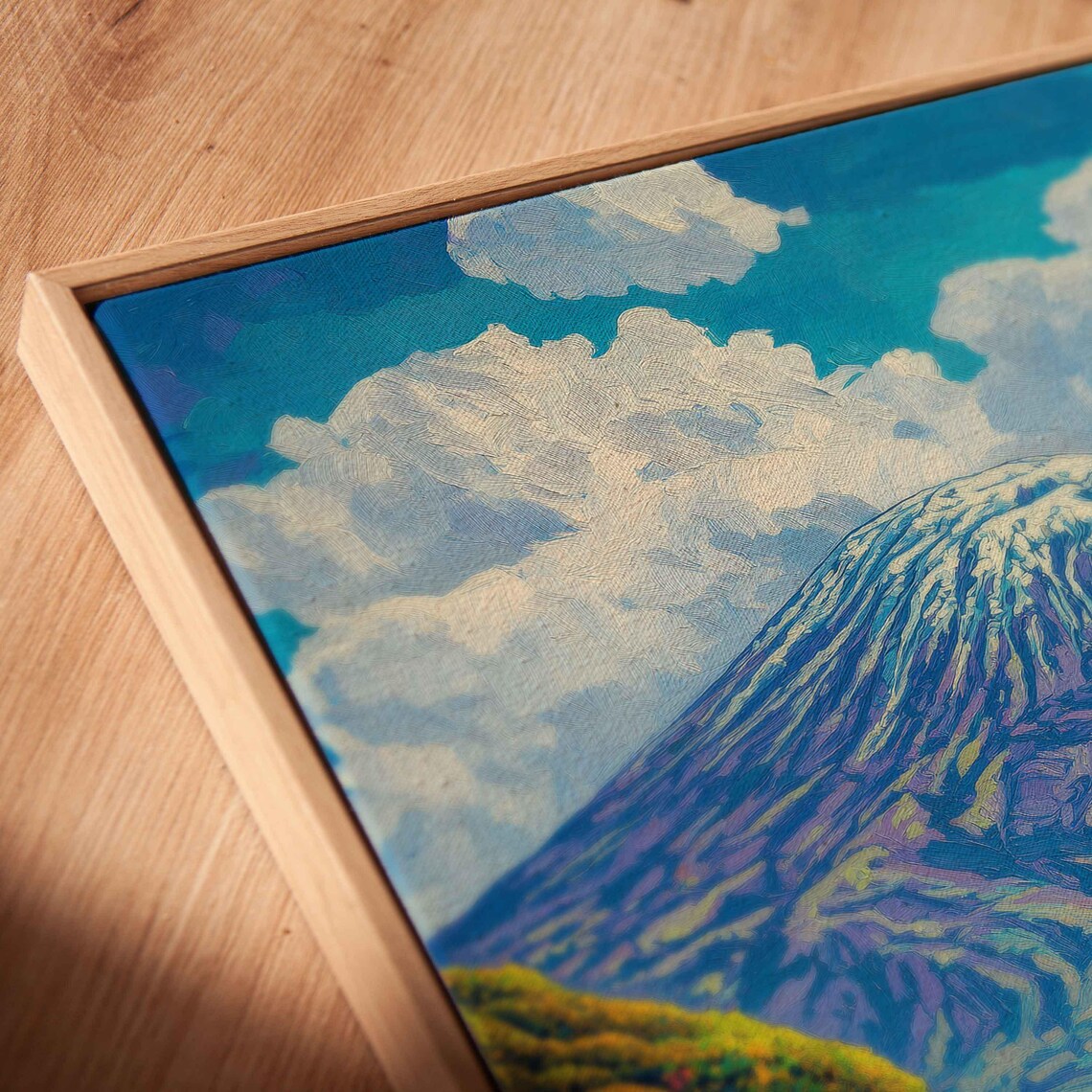 Kilimanjaro Elephants Safari Snow Capped Peak Colorful Savanna Acrylic Travel Poster - Image 2