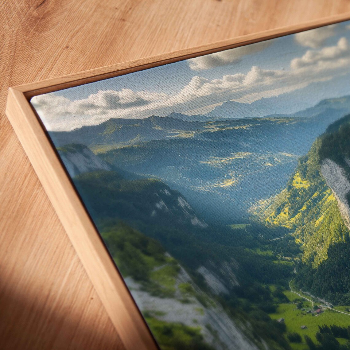 Overhead View Of Long Winding Road Through Lush Mountain Valley Wall Art Print Deep Mountain Gorge Ready To Hang - Image 2