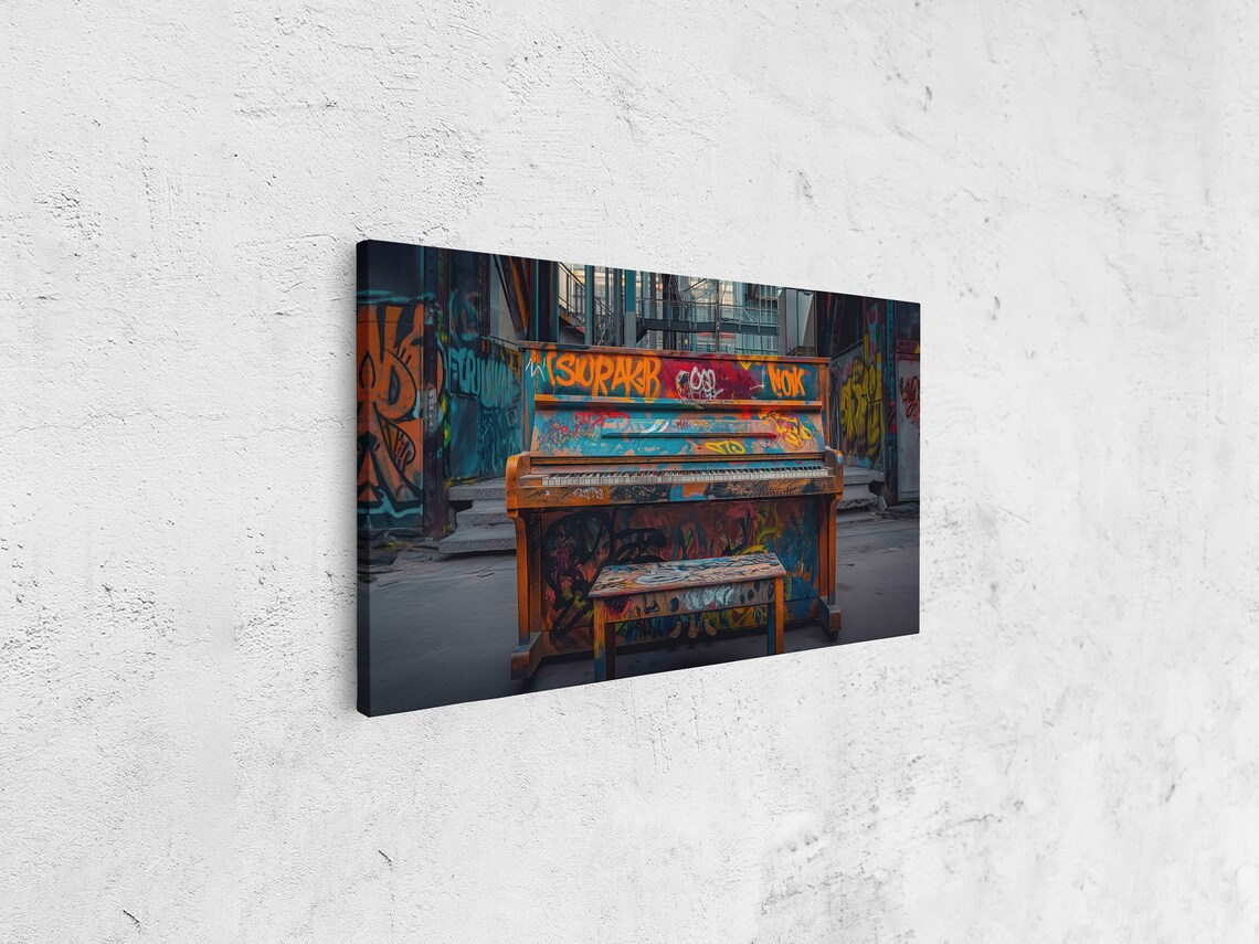 Graffiti Covered Urban Piano Vibrant Colorful Street Art Music Print - Image 4
