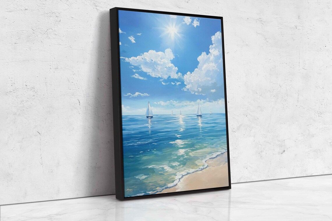 Peaceful Ocean View With Sailboats Art Print - Image 4