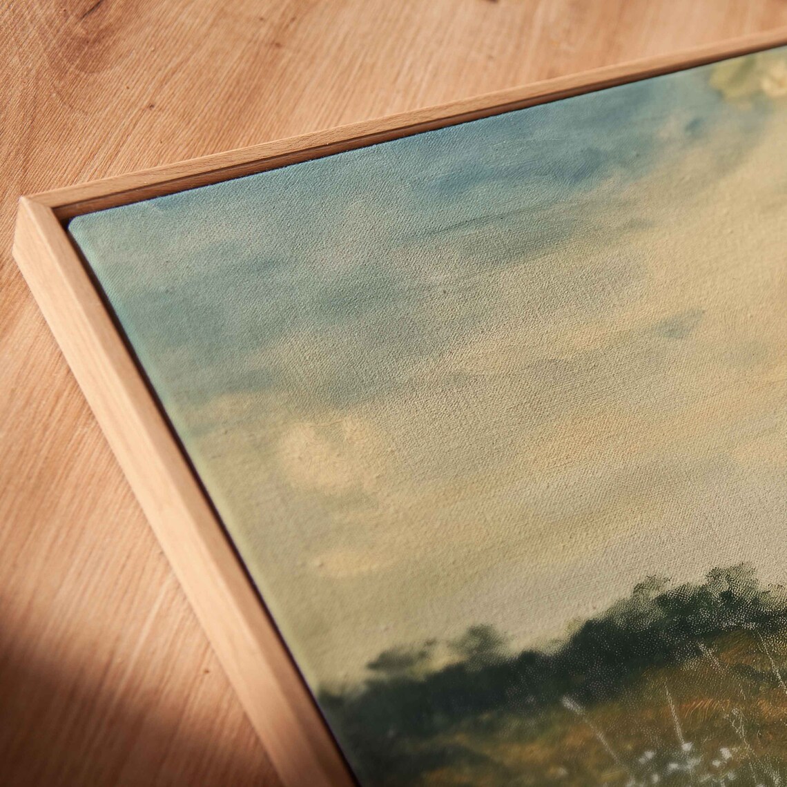 Sailboat On Sea Beyond Wildflower Field Vintage Style Landscape Painting Poster - Image 2