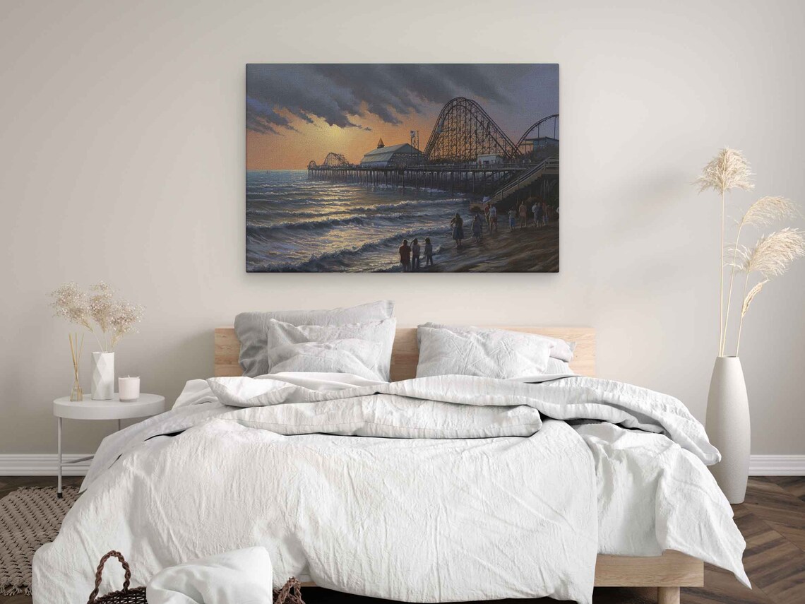 Seaside Amusement Pier Roller Coasters At Sunset Beach Boardwalk Poster - Image 3