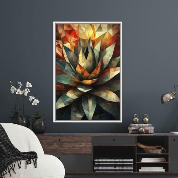 Geometric Agave Plant Wall Art Print Nature Wall Art Abstract Plant Plant Mom Ready To Hang