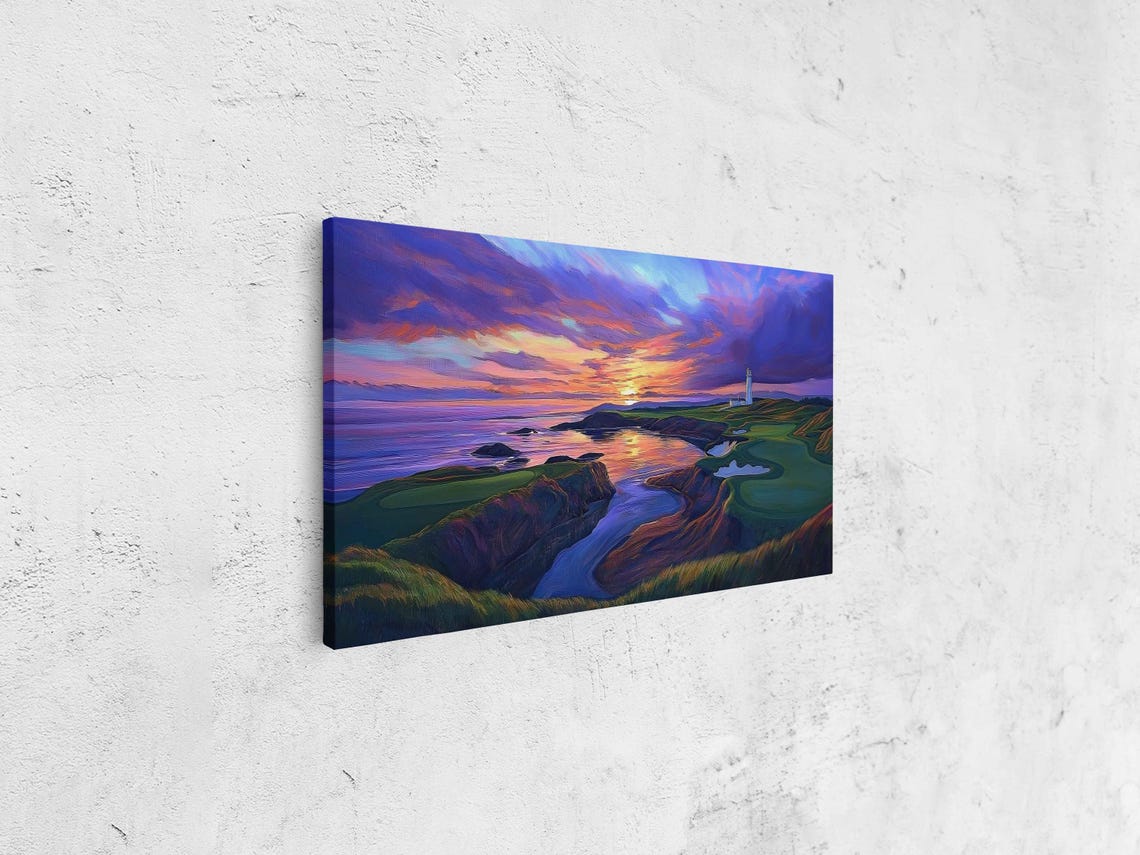 Turnberry Golf Course Sunset Ocean Lighthouse Links Golf Art Poster - Image 4