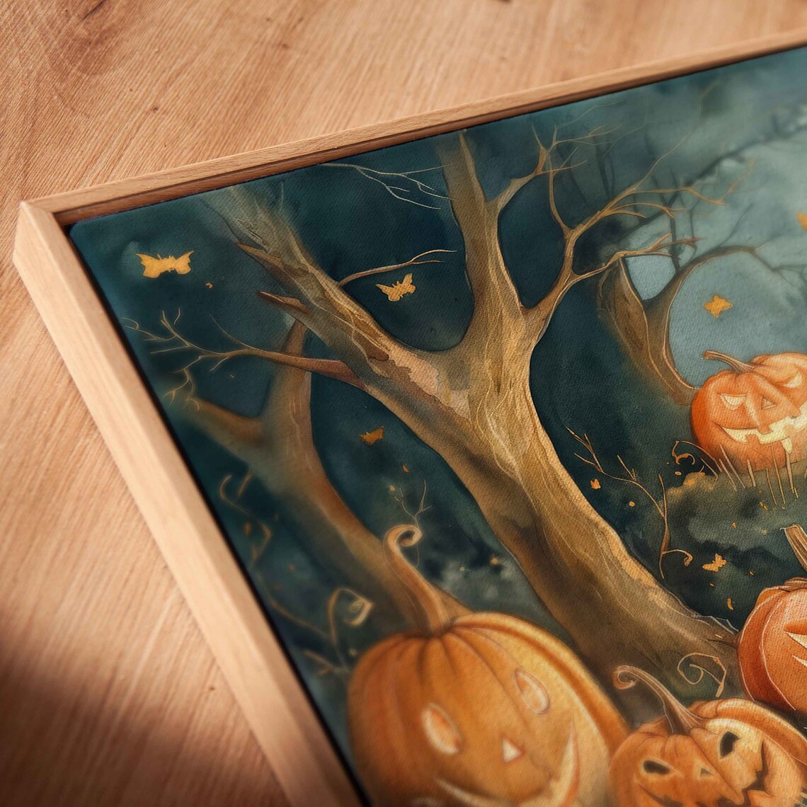 Enchanted Pumpkin Patch With Glowing Jack O Lanterns And Friendly Ghosts Print - Image 2