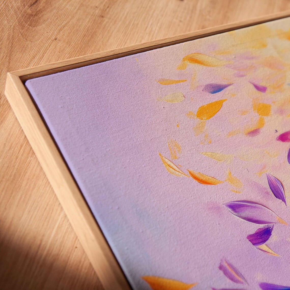 Scattering Flower Petals Orange Purple Gold Pastel Abstract Poster - Image 2