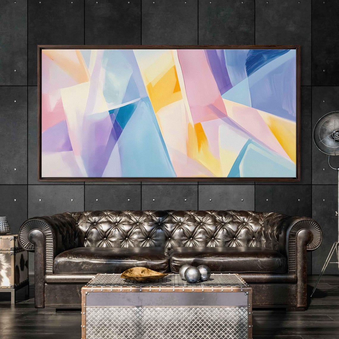 Abstract Pastel Faceted Geometric Crystal Light Modern Wall Print