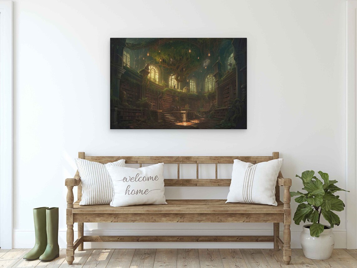Enchanted Treehouse Library Magical Grand Hall Fantasy Art Poster - Image 2