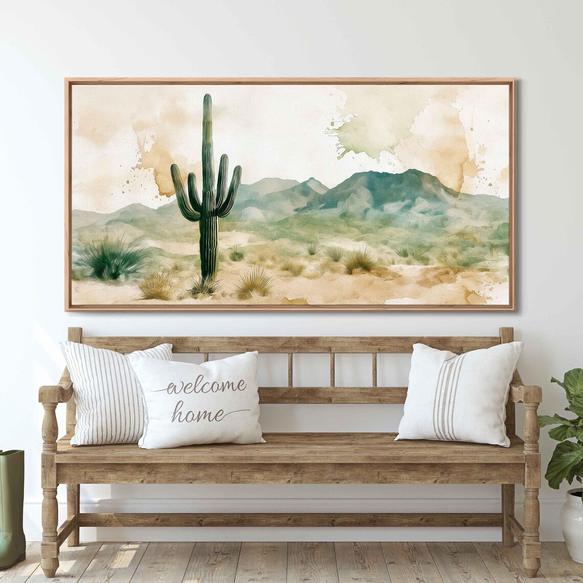 Cactus Landscape, Watercolor Desert Scene Art Print