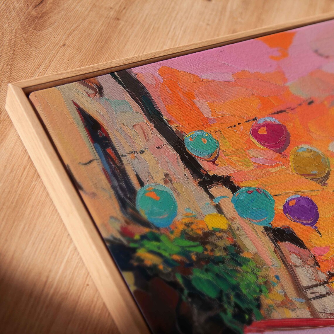 Italian Old Town Alley Festival Colorful Lanterns Sunset Art Poster - Image 2
