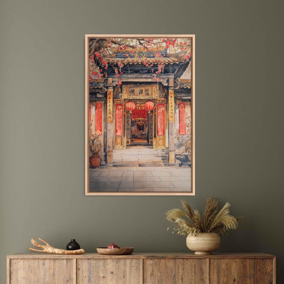 Traditional Chinese Temple During New Years Celebrations Wall Art Print