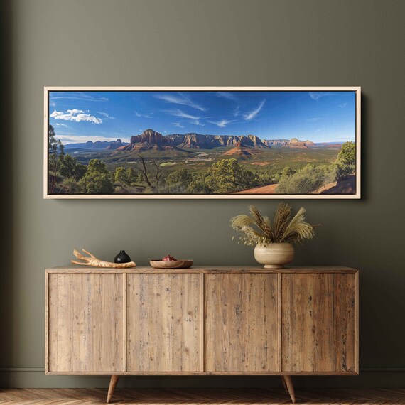 Oak Canyon Sedona Arizona Broad Panoramic Landscape Wall Art Print Western Painting Canyon Gorge Red Rock Ready To Hang
