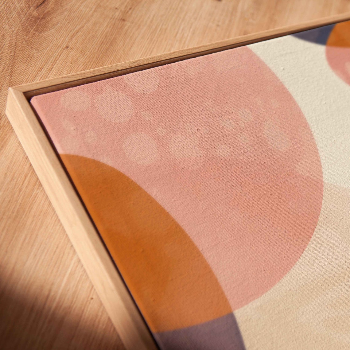 Soft Pastel Abstract Curves Blush Peach Navy Modern Painting Poster - Image 2