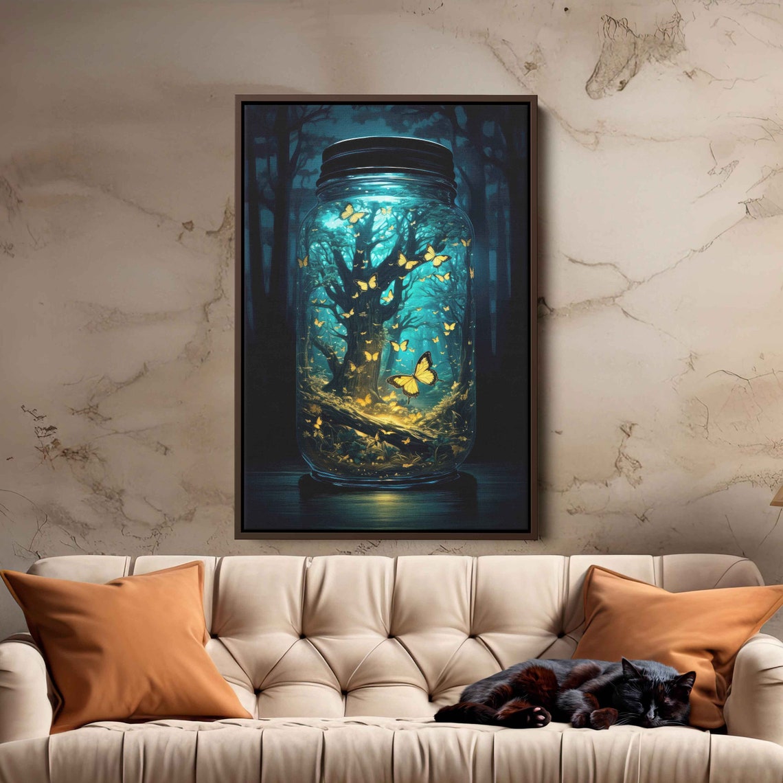 Magical Butterfly Jar Enchanted Forest Fantasy Wall Art Print Framed Ready To Hang - Image 3