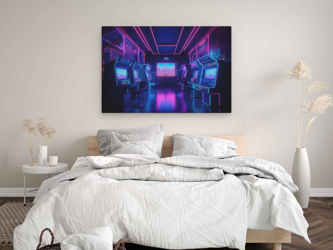Retro Arcade Art Print, 90s Game Room Wall Decor - Image 2