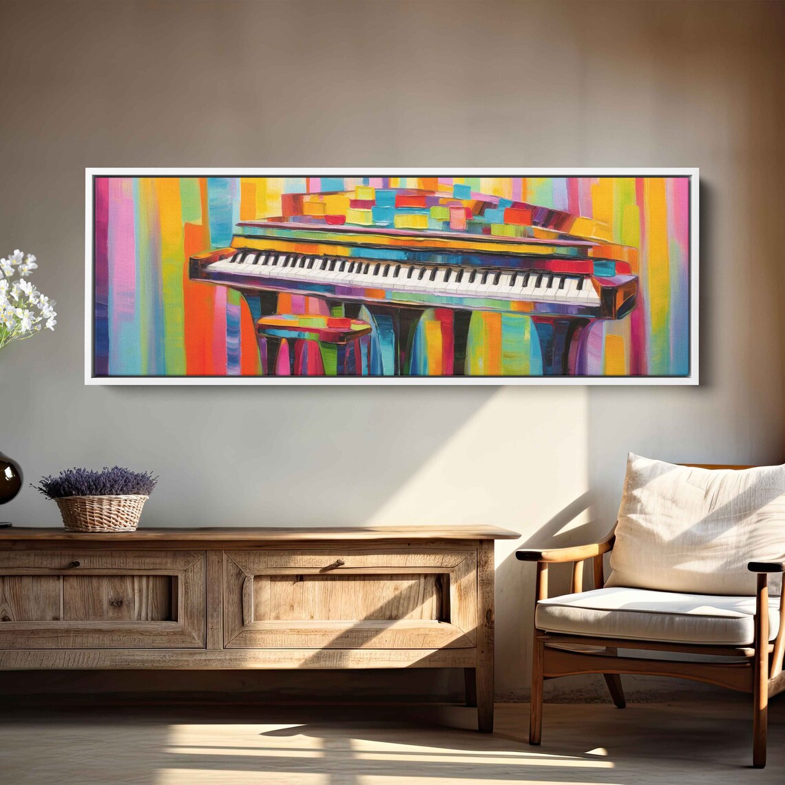 Colorful Abstract Grand Piano Rainbow Music Art Painting Wall Poster - Image 3